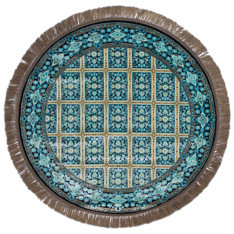 فرش ماشینی عرش طرح بیژن دایره زمینه مشکی