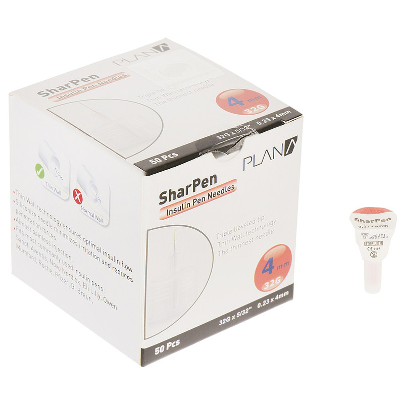 سوزن قلم انسولین شارپن 50 عددی سایز 4 میلی‌متر