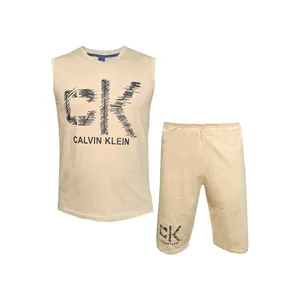 ست تاپ و شلوارک مردانه مدل KK کد 1567 رنگ کرم