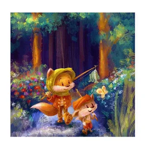 تابلو کودک و نوزاد طرح روباه و قلاب ماهیگیری کد wkt18