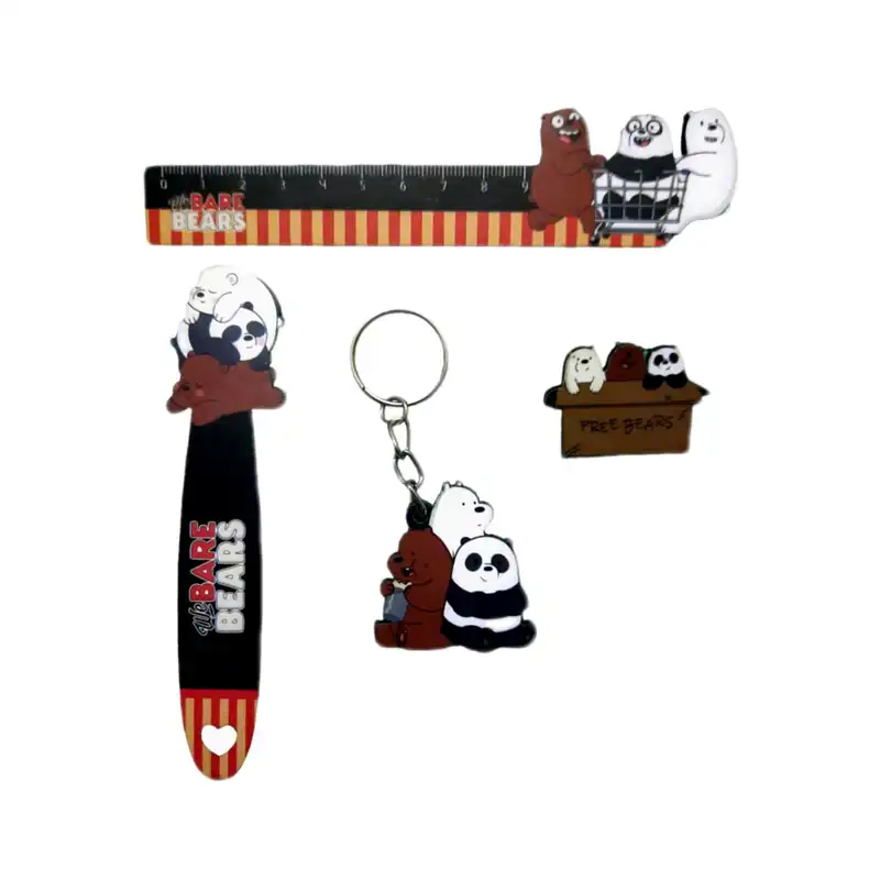 بسته لوازم تحریر طرح خرس های کله فندقی مجموعه 5 عددی