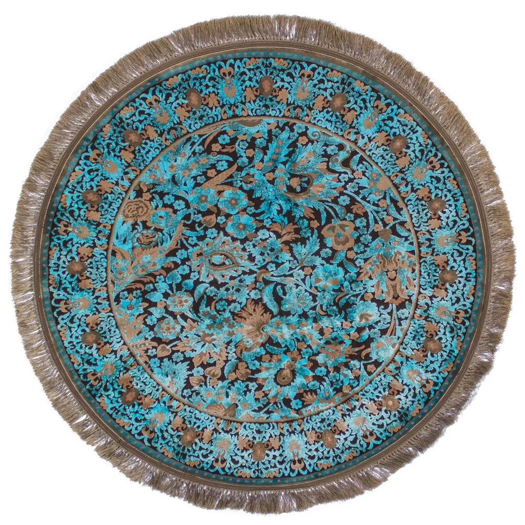 فرش ماشینی عرش طرح بهراد دایره زمینه آبی