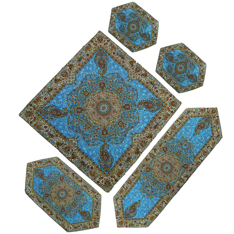 ست 5 تکه رومیزی ترمه طرح افشار
