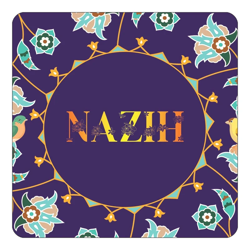 مگنت کاکتی طرح اسم نزیه nazih مدل گل و بلبل کد mg16284