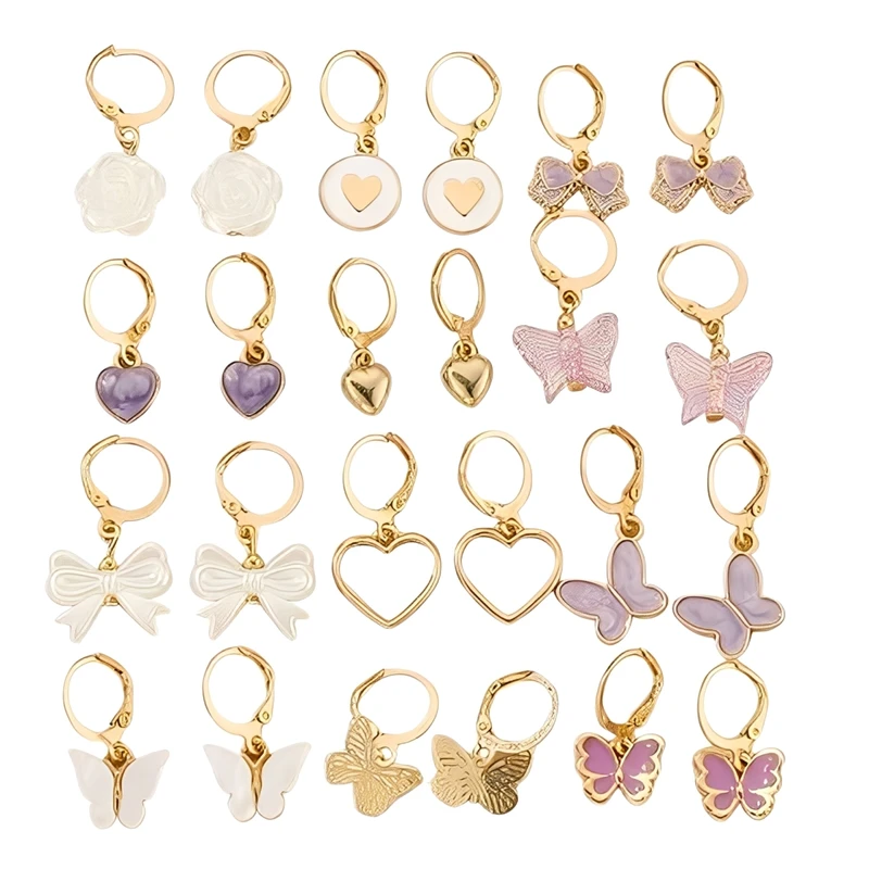 گوشواره حلقه‌ای زنانه مدل E01 بسته 12 عددی