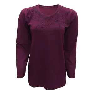 بلوز زنانه مدل خوشه کد tm-1603 رنگ بادمجانی