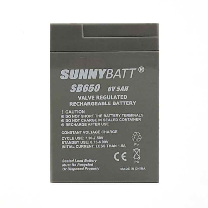 باتری سیلد اسید 6 ولت 5 آمپر سانی بت مدل SB650