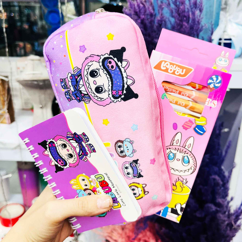 بسته لوازم تحریر مدل لبوبو عروسکی مجموعه 3 عددی