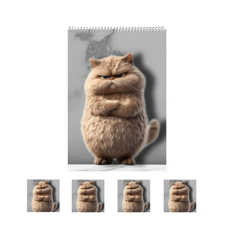 دفتر نقاشی 50 برگ مدل گربه کد 1 به همراه برچسب مجموعه 5 عددی