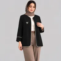 مانتو کتی زنانه ژاکارد مدل پاپیون مرواریدی 100042