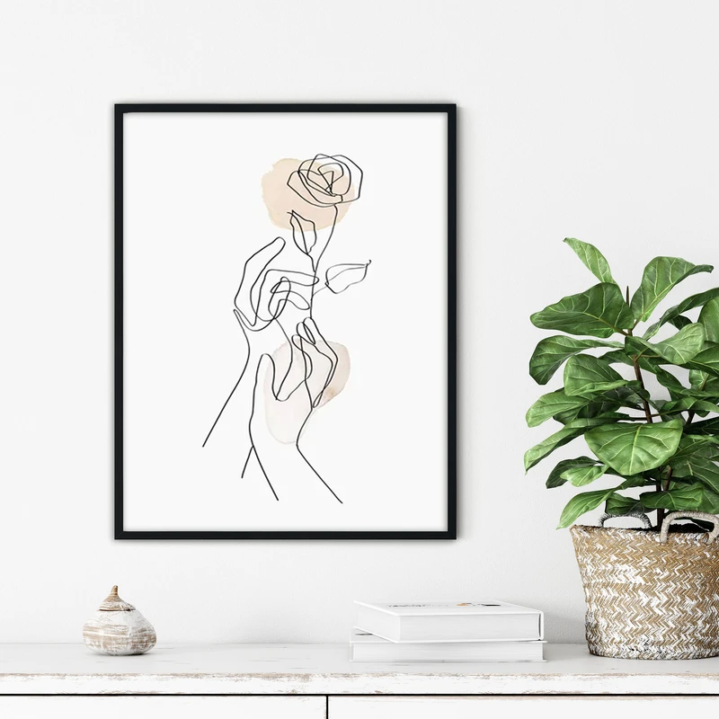 تابلو آتریسا طرح لاین آرت مدرن مدل ATFL77 فریم مشکی