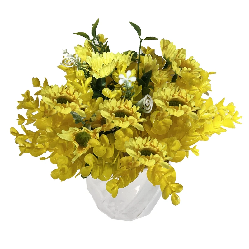 گلدان به همراه گل مصنوعی مدل شیانچی بابونه ای