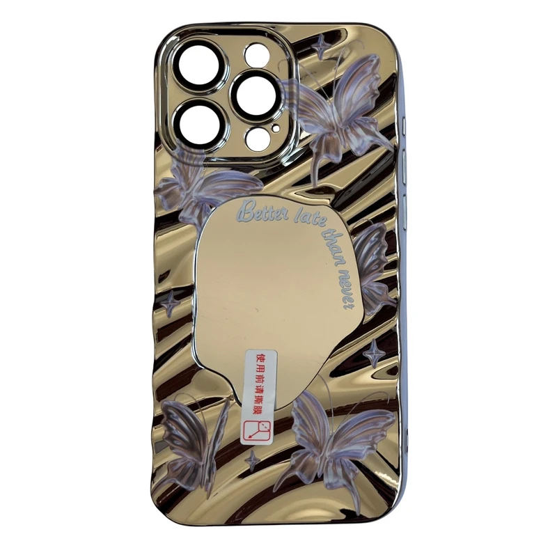 کاور مدل آینه ای طرح پروانه کد 399 مناسب برای گوشی موبایل اپل iPhone 15 Pro Max