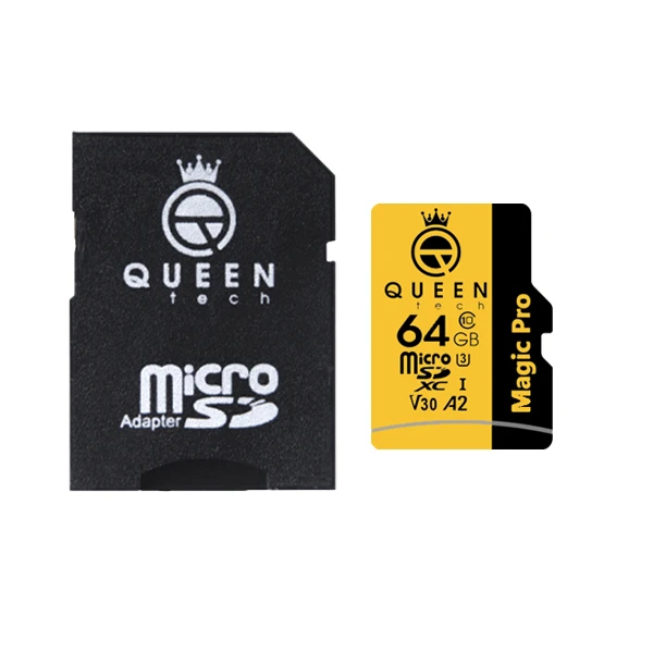 کارت حافظه Micro SD HC کوئین تک مدل A2-V30-633X کلاس 10 استاندارد UHS-l U3 سرعت 95MBps ظرفیت 64 گیگابایت به همراه آداپتور SD