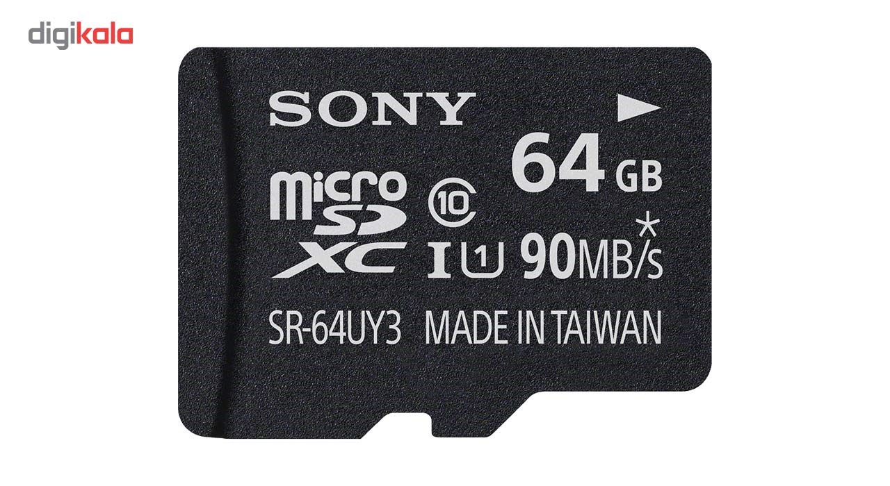 کارت حافظه microSDXC سونی مدل SR-64UY3A کلاس 10 استاندارد UHS-I U1 سرعت 90MBps ظرفیت 64 گیگابایت همراه با آداپتور SD