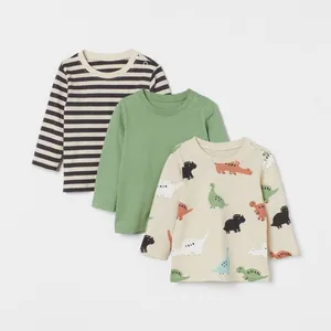 تی شرت آستین بلند پسرانه اچ اند ام مدل 0818086020 مجموعه 3 عددی 