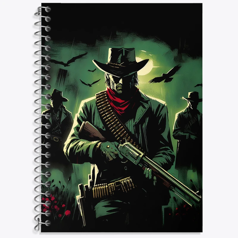 دفتر زبان 50 برگ خندالو مدل دو خط طرح رد دد (Red Dead) کد N4971