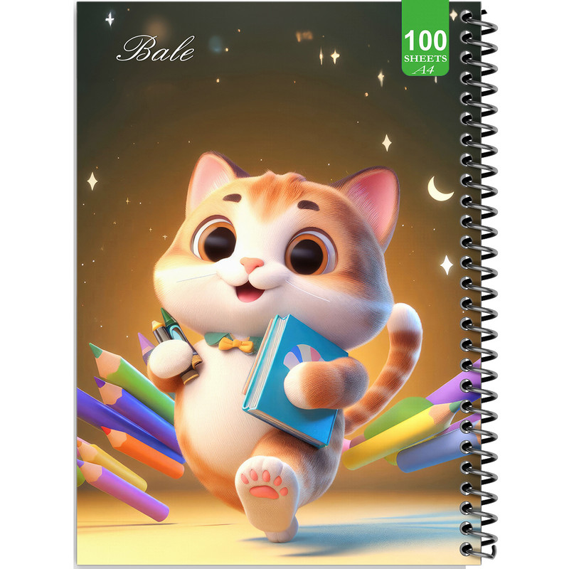 دفتر نقاشی 100 برگ بله طرح فانتزی گربه نقاش کد A4-N243