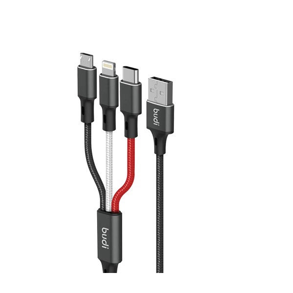 کابل شارژ USB به  لایتنینگ / Micro USB / USB-C بودی مدل DC203A8 طول 1 متر