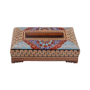 جعبه دستمال کاغذی خاتم کاری مدل نقاشی اسلیمی کشویی