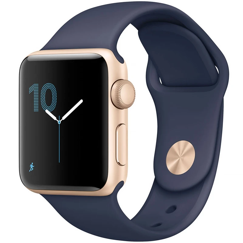 ساعت هوشمند اپل واچ سری 2  مدل 38mm Gold Aluminum Case with Midnight Blue Sport Band