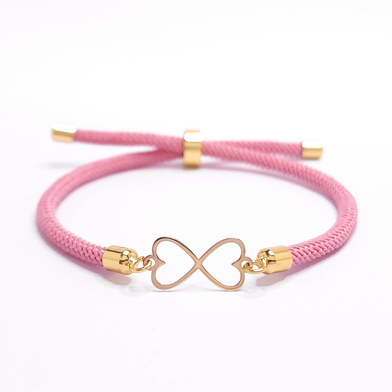 دستبند طلا 18 عیار زنانه وی وی گلد گالری مدل قلب بینهایت pink03F15