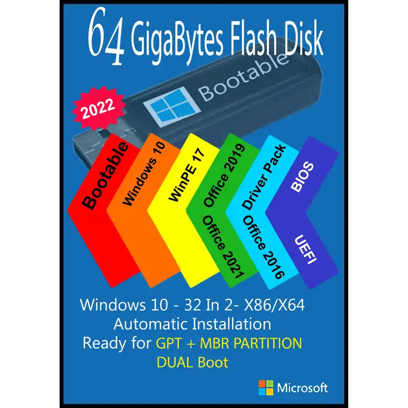 سیستم عامل Windows 10 AIO 32In2 X86/X64 - Driver Pack 2022 - Office 2016-2019-2021 Pro Plus نشر مایکروسافت