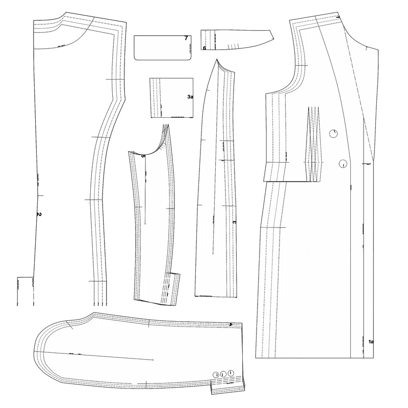 الگو خیاطی مانتو یقه انگلیسی دوبل سایز 36 الی 48