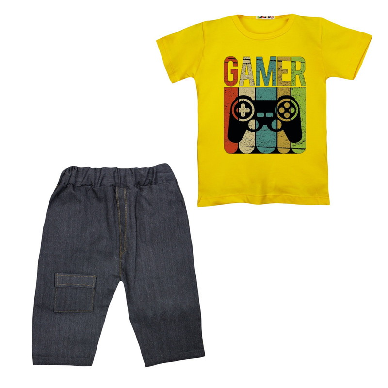 ست تی شرت و شلوارک پسرانه مدل gamer