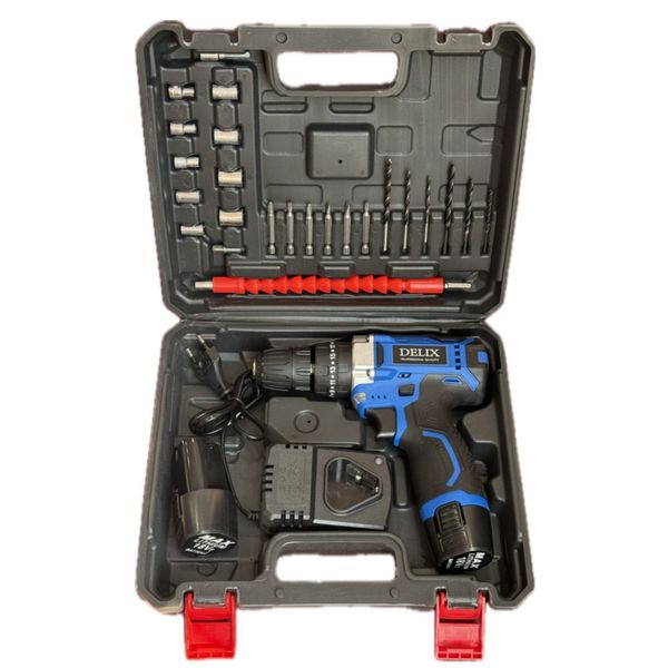 دریل پیچ گوشتی شارژی چکشی دلیکس مدل CHK18V مجموعه 45 عددی
