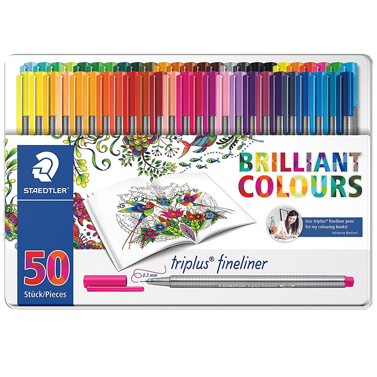 روان نویس 50 رنگ استدلر مدل Triplus Brilliant Colours طراحی Johanna Basford روان نویس 50 رنگ استدلر مدل Triplus Brilliant Colours طراحی Johanna Basford