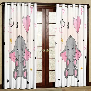 پرده مدل فیل صورتی چاپی هازان پانچی کد426 سایز 200x140 سانتی متر