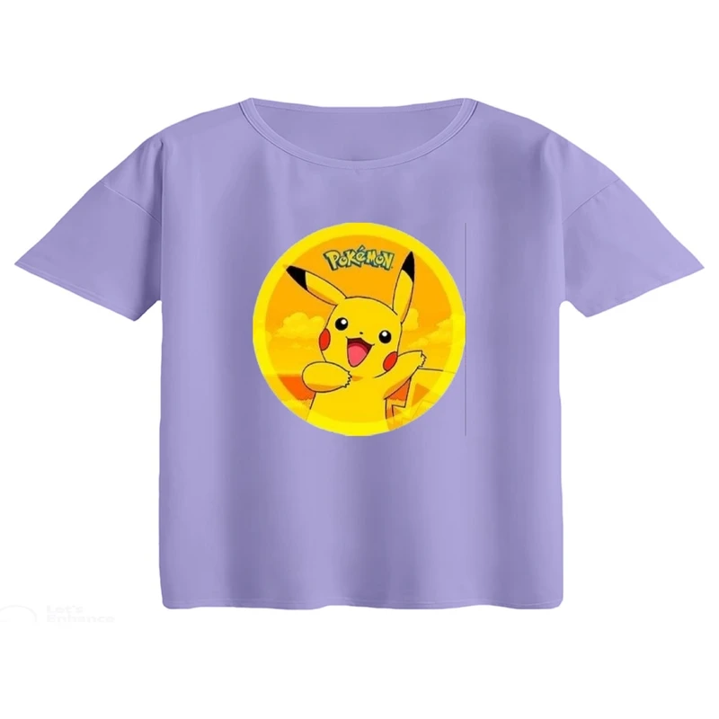 کراپ تی‌شرت آستین کوتاه زنانه مدل پوکی مون کد3