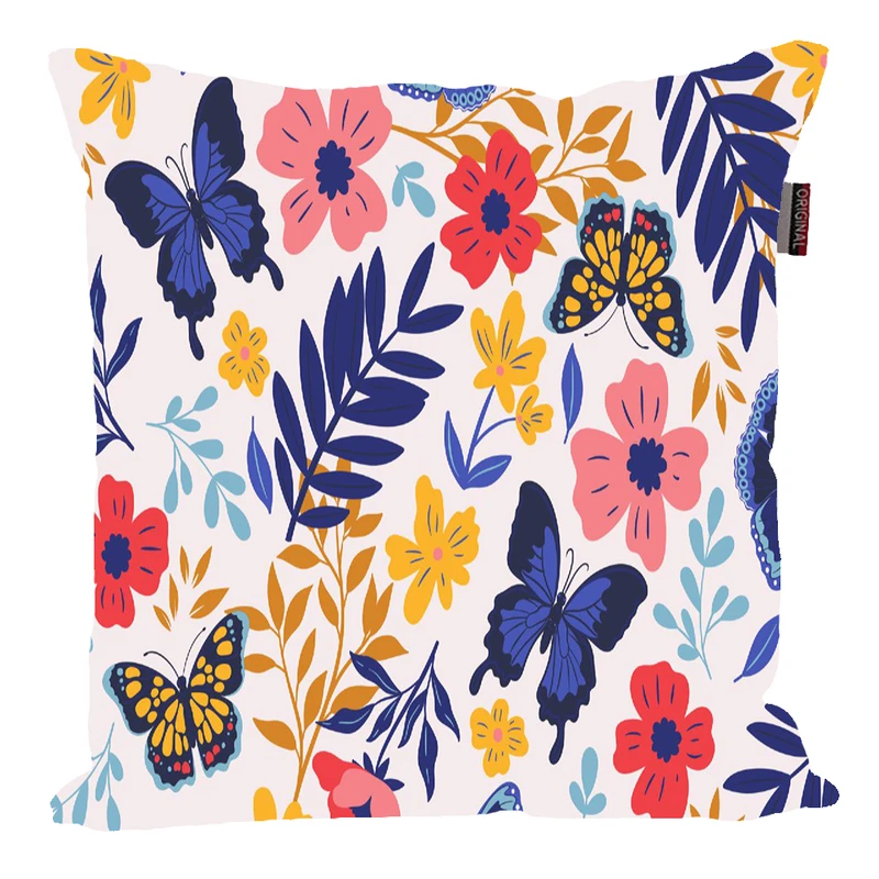 کوسن پاد آفرین مدل فانتزی طرح گل و پروانه کد p304