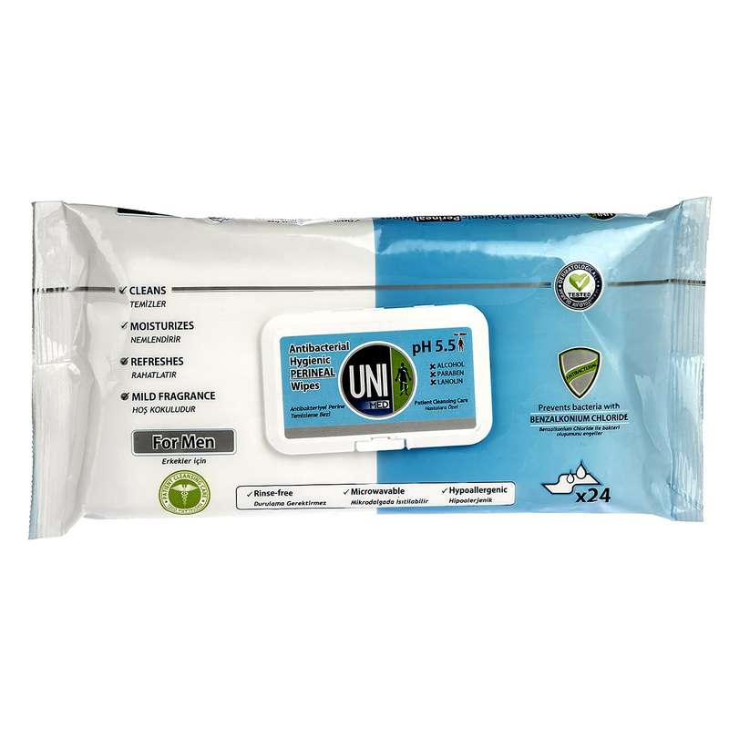 دستمال مرطوب یونی لد مدل Antibacterial Hygienic Perineal بسته 24 عددی