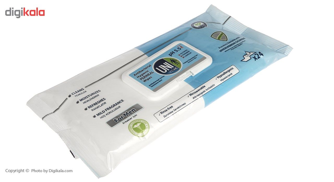 دستمال مرطوب یونی لد مدل Antibacterial Hygienic Perineal بسته 24 عددی -  - 3