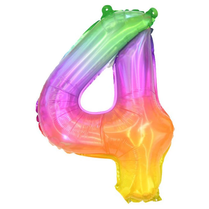 بادکنک فویلی لاکی بالونز مدل عدد 4 طرح ژله ای رنگین کمانی کد 1109