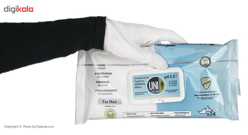 دستمال مرطوب یونی لد مدل Antibacterial Hygienic Perineal بسته 24 عددی
