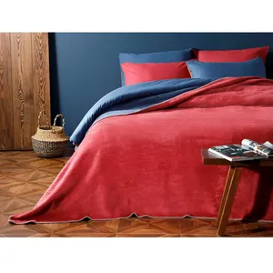 پتوی انگلیش هوم  مدل Plain Pamuklu Kırmızı - Lacivert سایز 200x220 سانتی متر