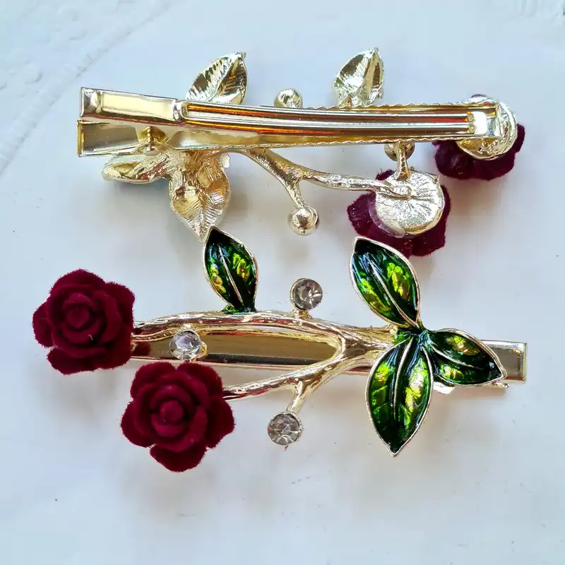 گیره مو زنانه مدل گل رز لوکس پنسی brg 887