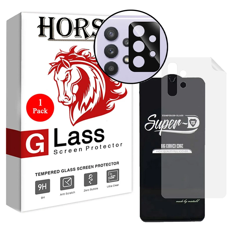 محافظ صفحه نمایش هورس مدل 3SNF-Glass مناسب برای گوشی موبایل سامسونگ Galaxy A32 4G به همراه محافظ پشت گوشی و محافظ لنز دوربین