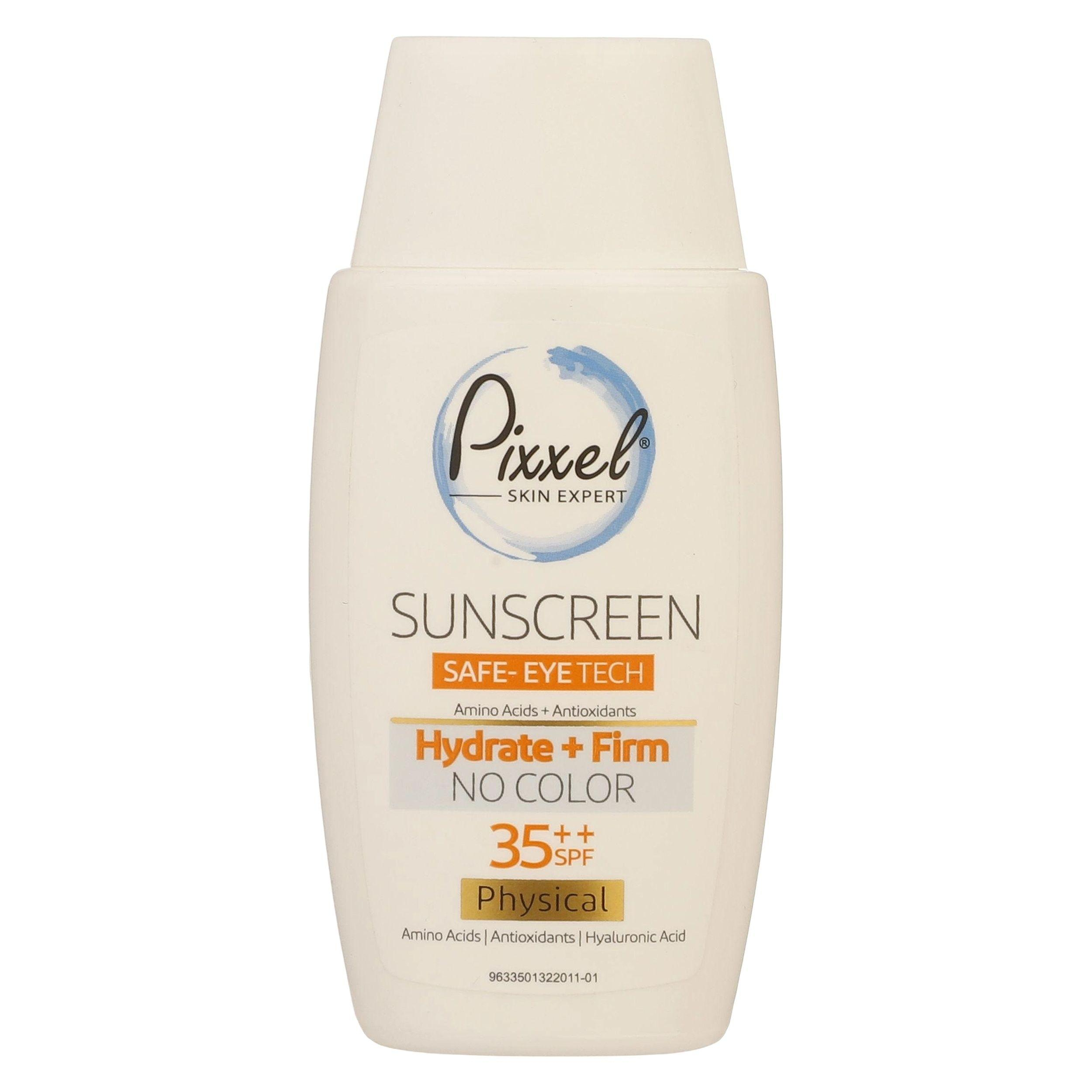 کرم ضد آفتاب بدون رنگ پیکسل SPF35 ‌مدل Physical مناسب انواع پوست‌ حجم 50 میلی‌لیتر
