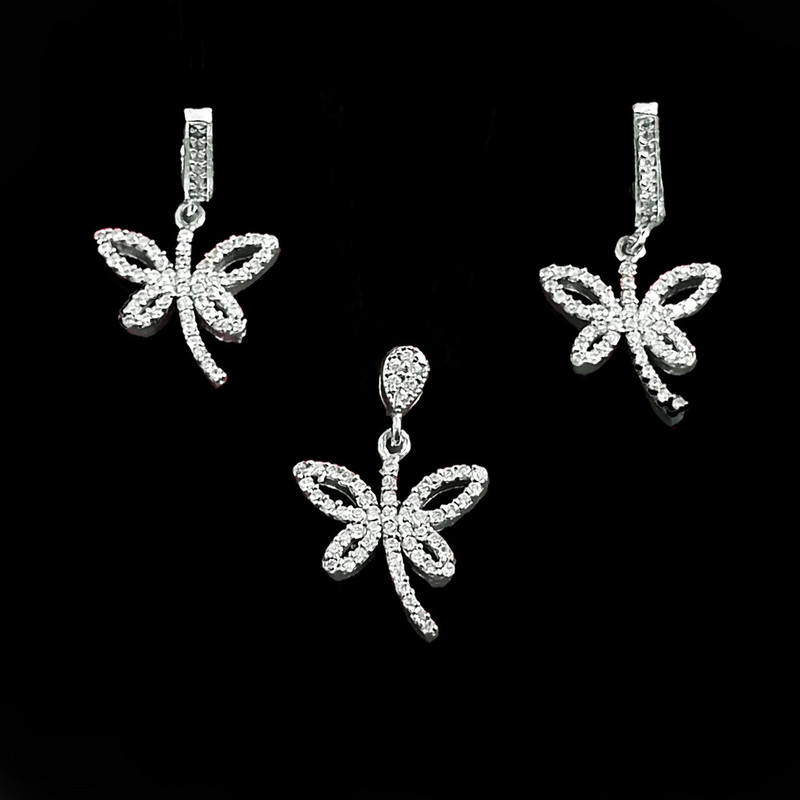 نیم ست نقره زنانه مدل سنجاقک کد NS9020