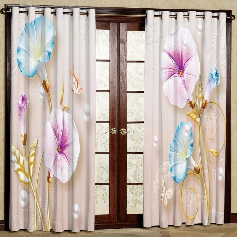 پرده مدل گل و پروانه هازان پانچی کد 2690a سایز 140x200 سانتی متر