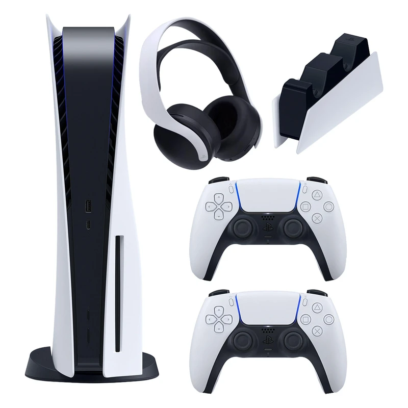 کنسول بازی سونی مدل PlayStation 5 ظرفیت 825 گیگابایت 1216A اروپا به همراه دسته اضافی و پایه شارژر و هدست
