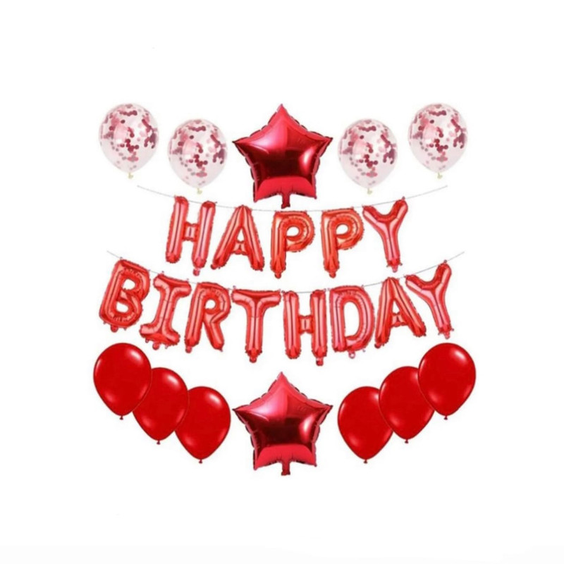 بادکنک آرایی پارتی لند تهران مدل happy birthday کد 9006 مجموعه 25 عددی