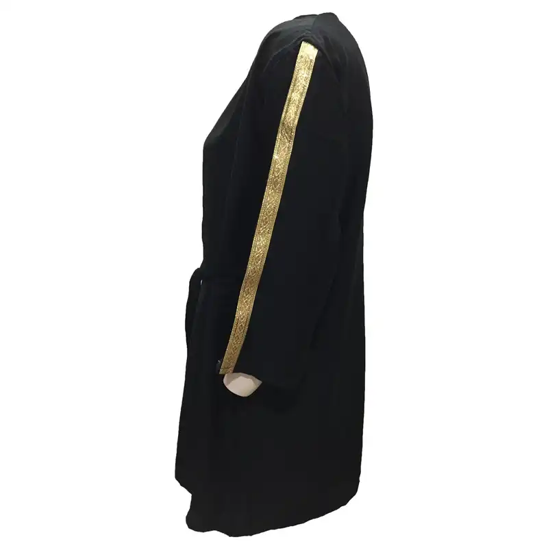 مانتو زنانه مدل بابوس نخی tm-2680 رنگ مشکی