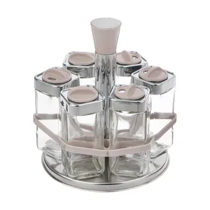 ست 7 پارچه جا ادویه پارس بلور مدل پادینا گردان کد 001