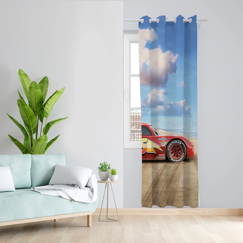 پرده طرح ماشین مدل مخمل پانچی کد L 945 Z سایز 140x200 سانتی متر