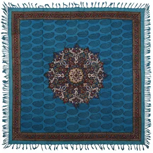 سفره قلمکار اعلا اثر نرگس‌ خانی سایز 100 × 100 سانتی‌متر  مدل 00 - 12